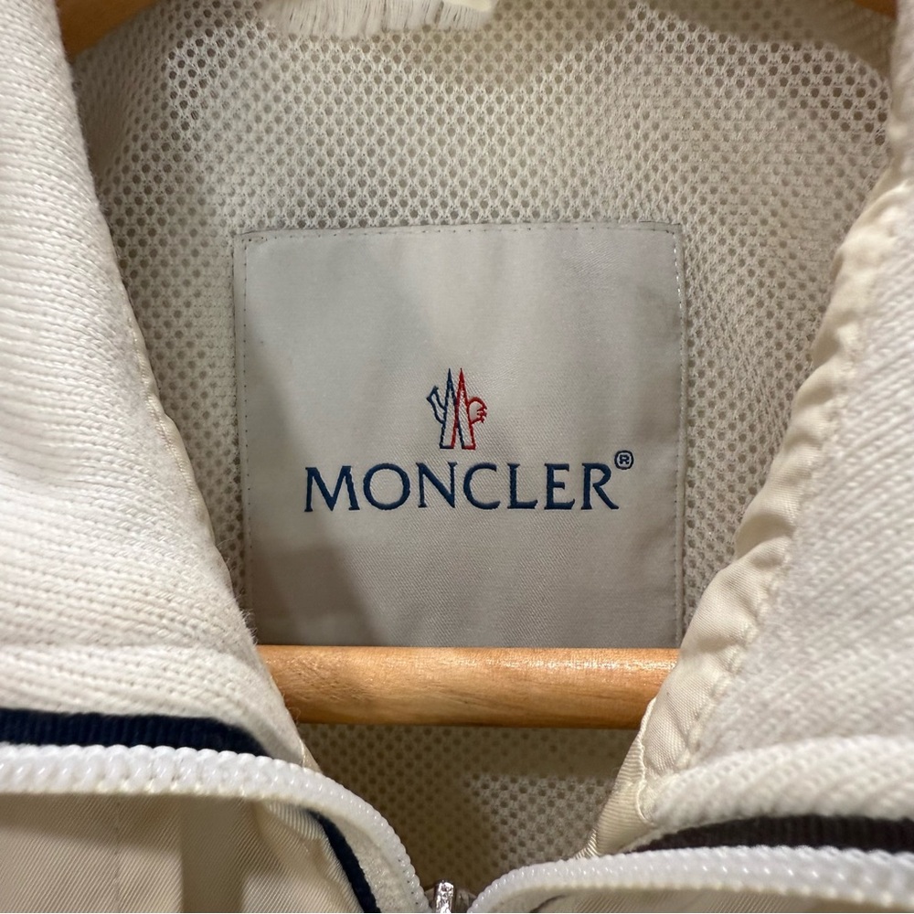 Moncler Cream Ivory Lightweight Bomber Jacket Women’s Size S - Picture 2 of 7